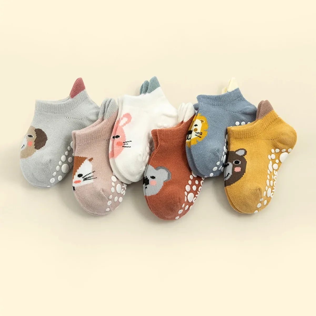 6 Pairs/lot Cotton Baby Anti-Slip Boat Socks for Boys Girls Low Cut