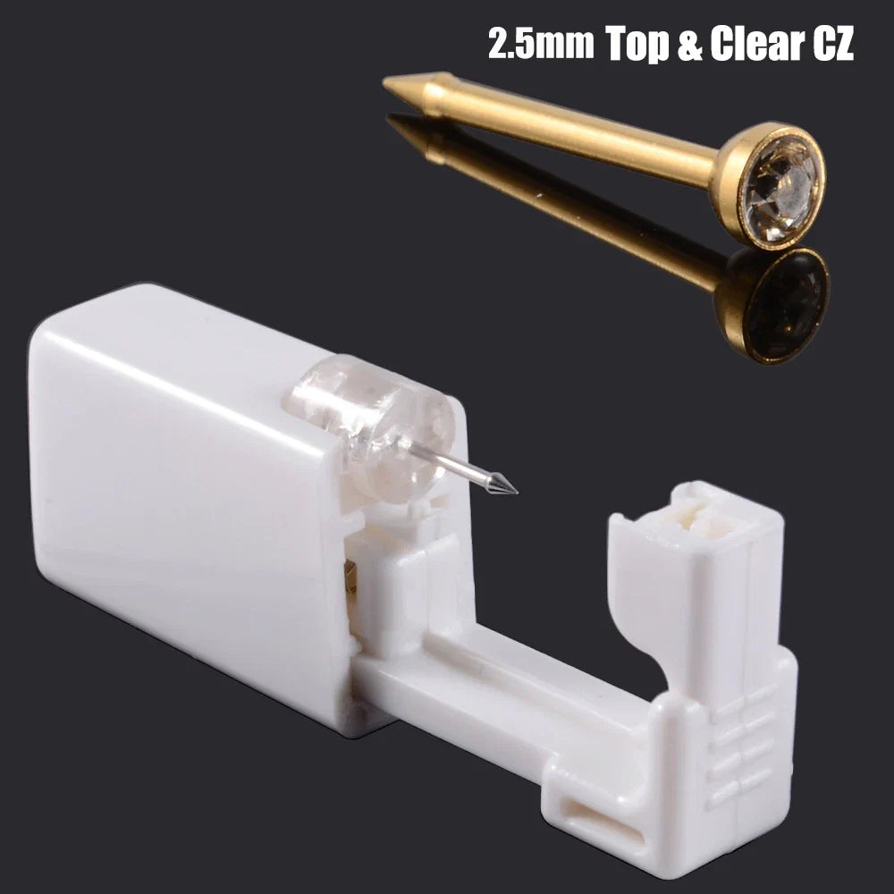 Disposable Safe Sterile Piercing Unit For Nose Studs Piercing Gun Tool Machine Kit Stud CZ Earrings Body Jewelry Easy Used 0.8mm