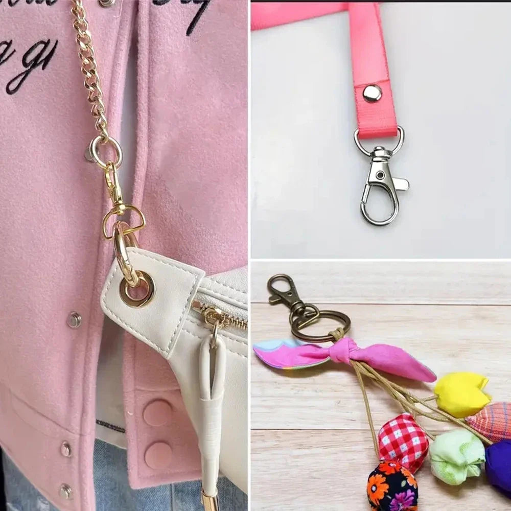 8/15/25/50/80pcs Swivel Snap Hooks D-Ring Keychain Clips Lanyard