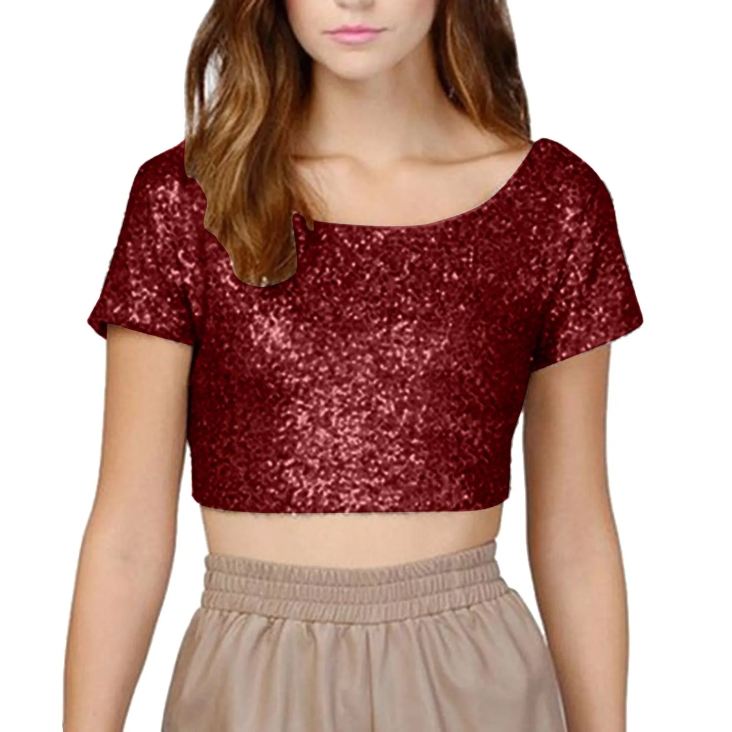 Womens T Shirts Short Sleeve Sexy Sparkling Sequins Backless Crop Top Multicolor T Shirt Wool Long Sleeve Shirt Women