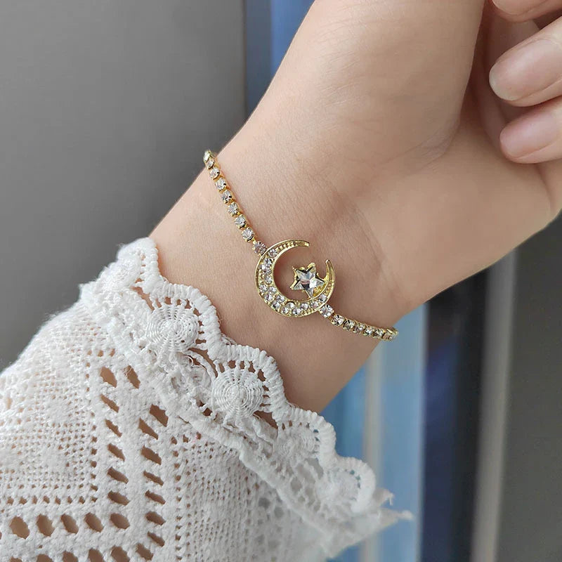 Luxury Blue Zircon 18K Gold Plated Women's Bracelet 2023 New Fashion Retro Zircon Bracelet Wedding Party Jewelry Gift