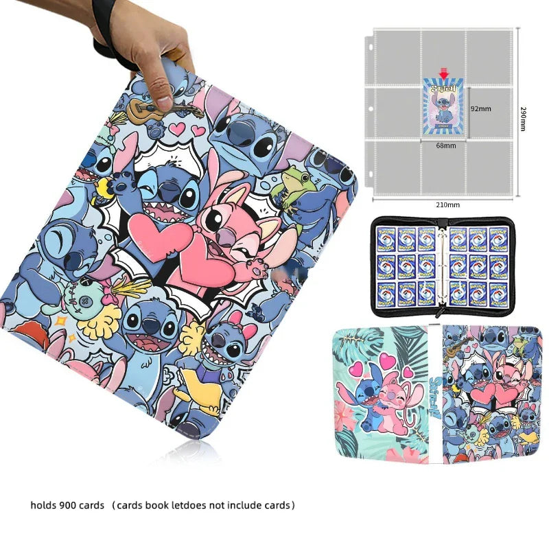 Disney Card Binder Book Collection Cards Holder Anime Card Album with 50 inner Pages Zipper Hold Up to 900 Cards Kids toy Gift