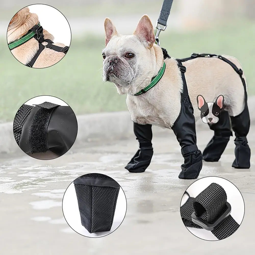 Dog Shoes Waterproof Breathable Pet Shoes Adjustable Boots Pet Breathable Shoes Outdoor Walking Soft French Bulldog Paws protect