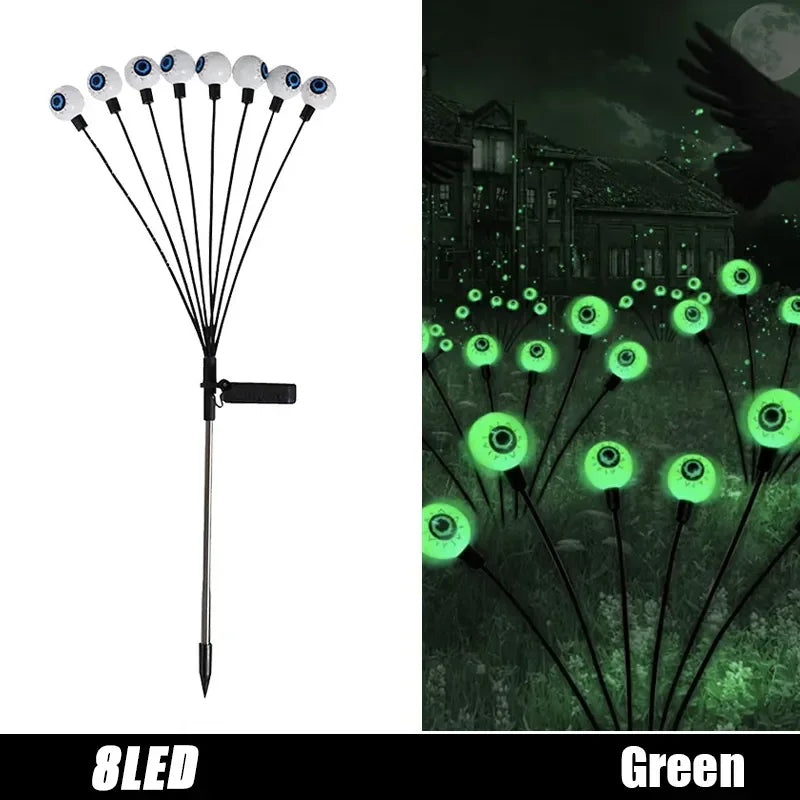 6PCS Halloween LED Eyeball Lights Solar Garden Lawn Lights Outdoor Scary Decoration Lights Halloween Party Decoration