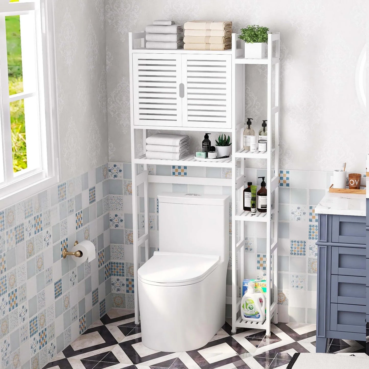 Over The Toilet Storage Cabinet  4  Shelves
