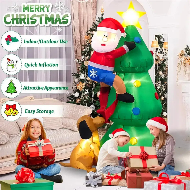 6FT Christmas Inflatable Decoration Toys Santa Claus Christmas Tree Outdoor Yard Garden New Year Xmas  Decor Glowing Toys Model