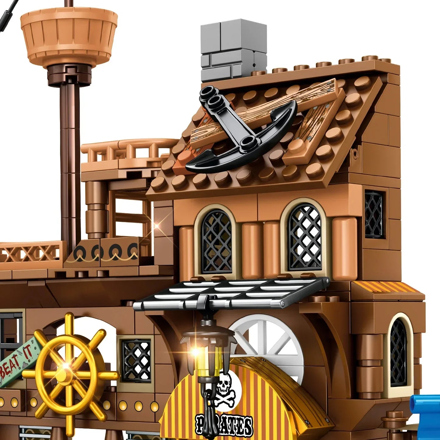 Pirate's Wharf Center Building Blocks Set, Car Home Decoration Crafts，Craft Toys，DIY Toys，Animation Derivatives，Children Toys