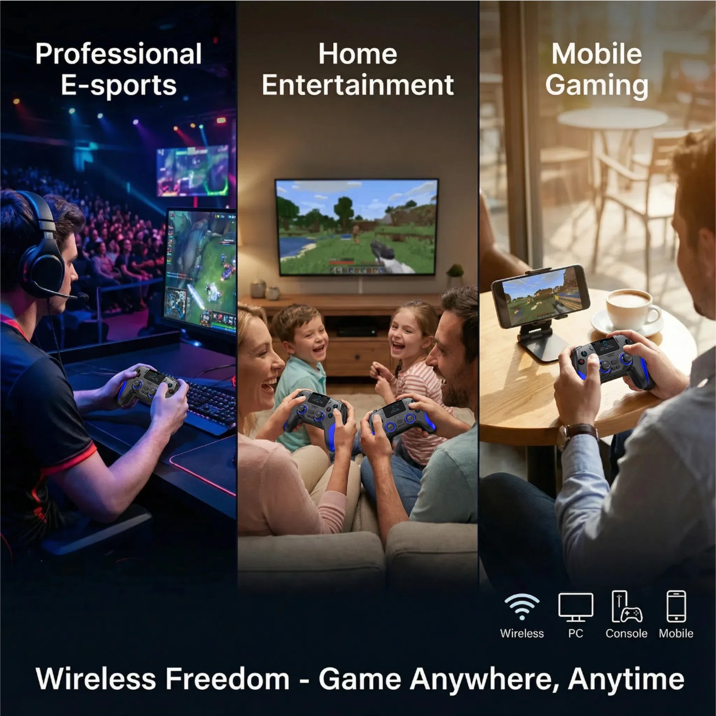 Smart Screen Wireless Game Controller, PS4 Gamepad with Customizable Display,  Compatible with IOS Andriod Table  Steam Switch