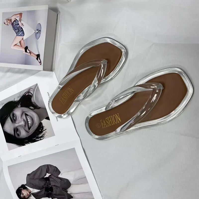 Women's Summer Candy Color Flip Flops Fashion All Match Outdoor Casual Flat Slippers Ladies Soft Soled Beach Sandal Women Slides