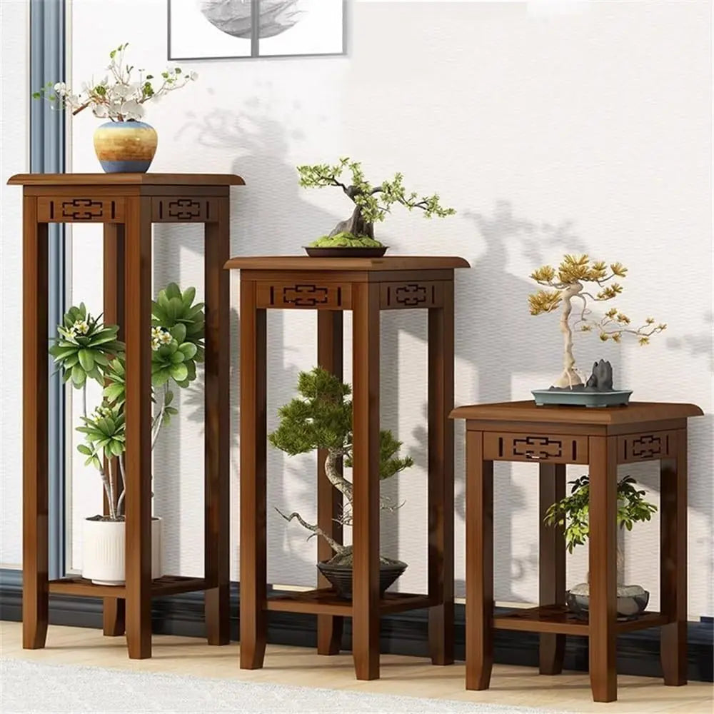 Balcony Floor Standing Bonsai Base, Living Room Sofa Side Indoor Office Plant Shelf Chinese Display Stands