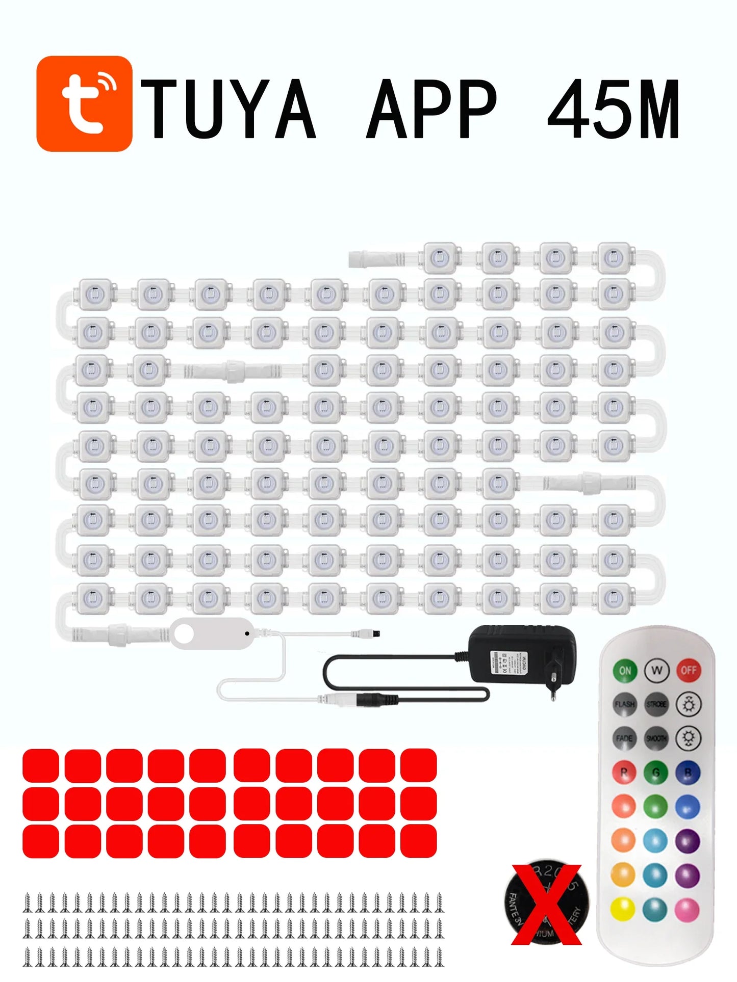 90LED Tuya Outdoor Permanent Eave Light 24V 2A RGB IC Waterproof Light Strip Suitable For Christmas Decoration Wreath