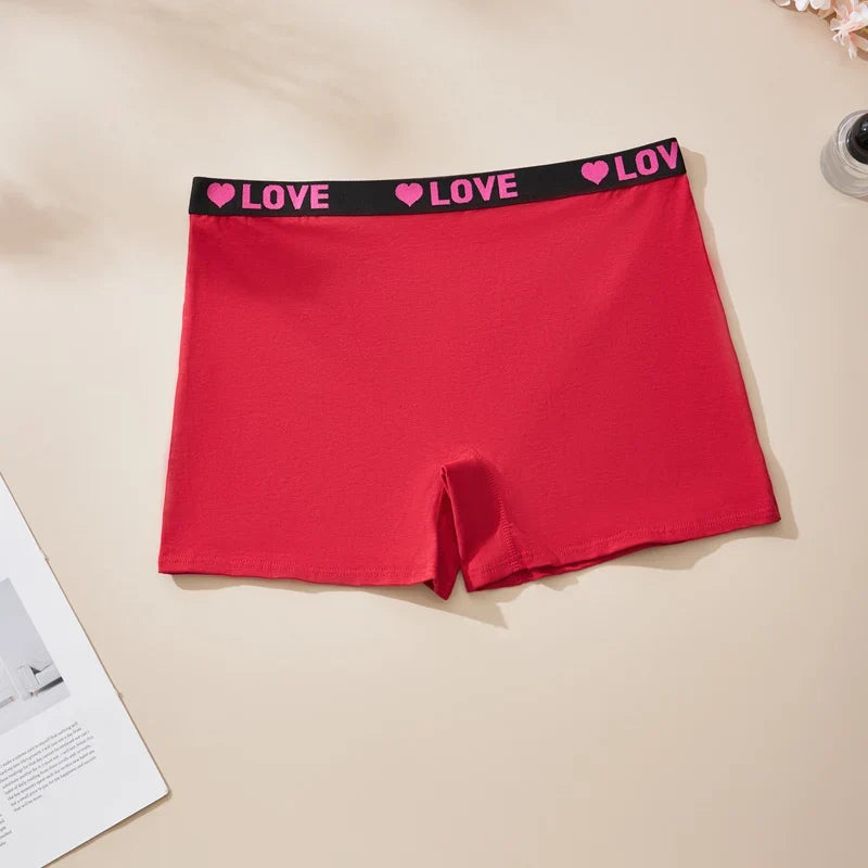 1PC FARDLY New Arrival Women's Plus Size Comfortable Heart-Print Waistband Boxer Briefs Women's Underwear Cotton High Stretch
