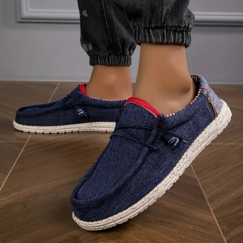 Men Shoes Canvas Loafers, Comfortable Breathable Men Casual Shoes, Driving Shoes Flat Walking Shoes.