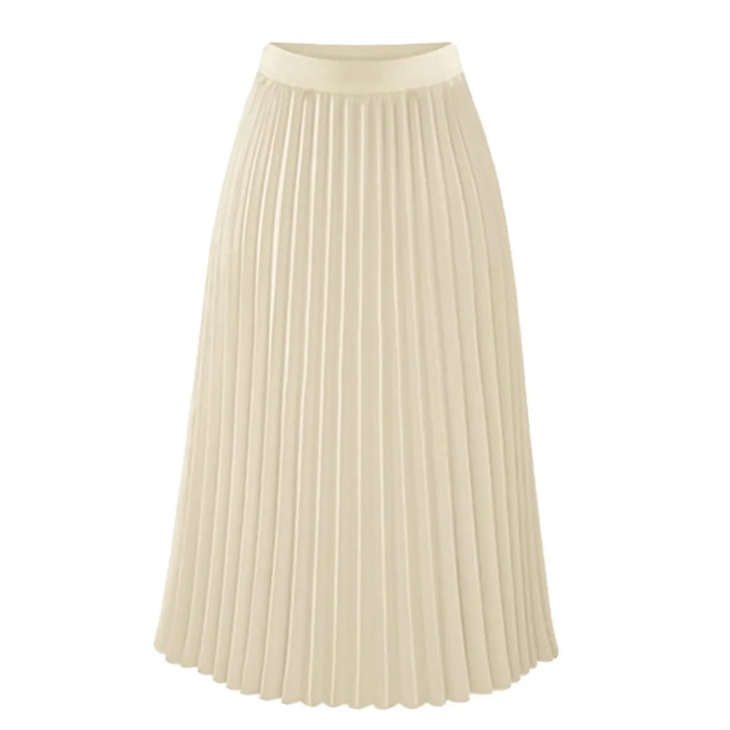 Women's High Elastic Skirts Solid Color Large Swing A Line Pleated Skirt Female 2024 Leisure Loose Versatile Trend Clothing