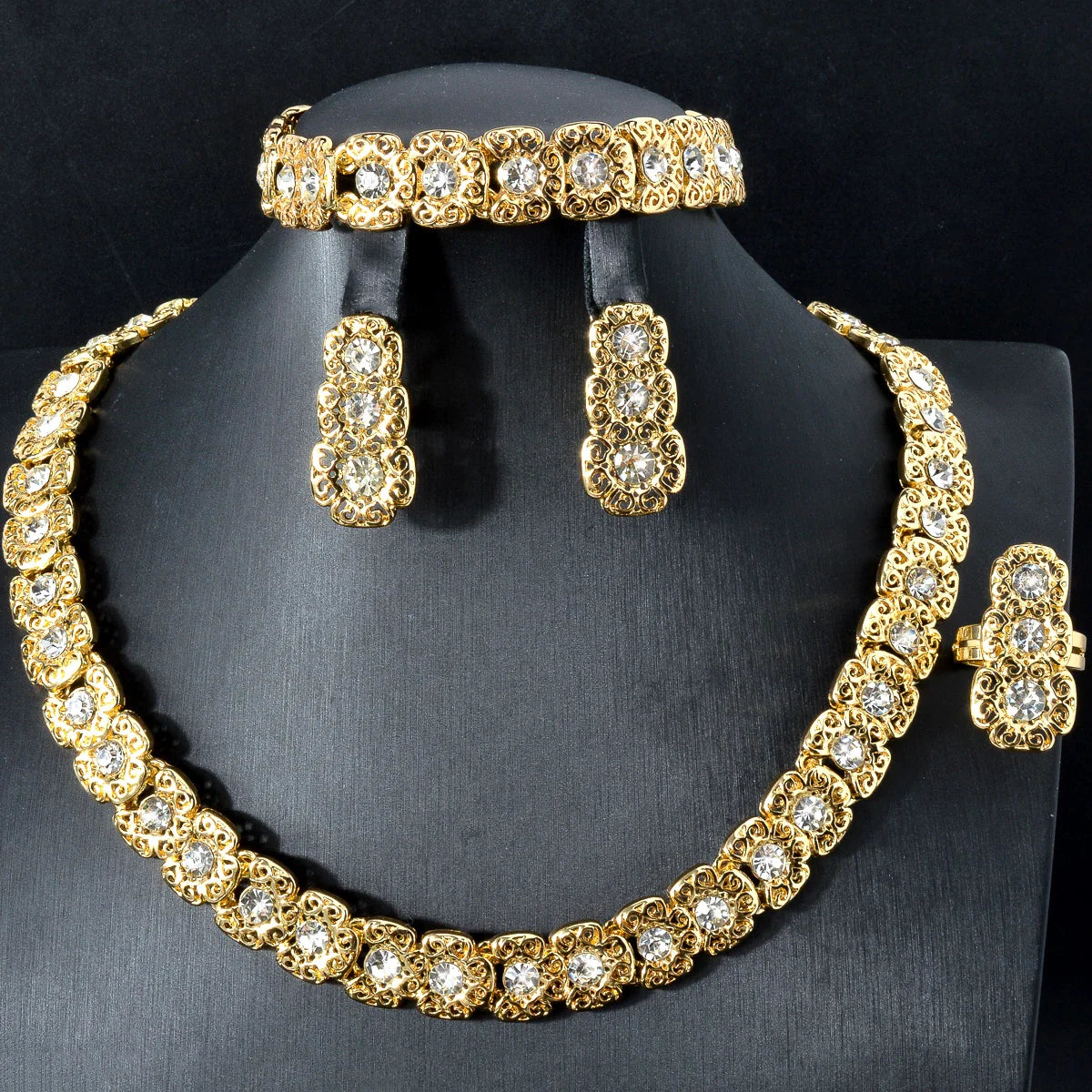 Luxury Quality Jewelry Set For Women Pearl Necklace Bracelet Ring Earrings.