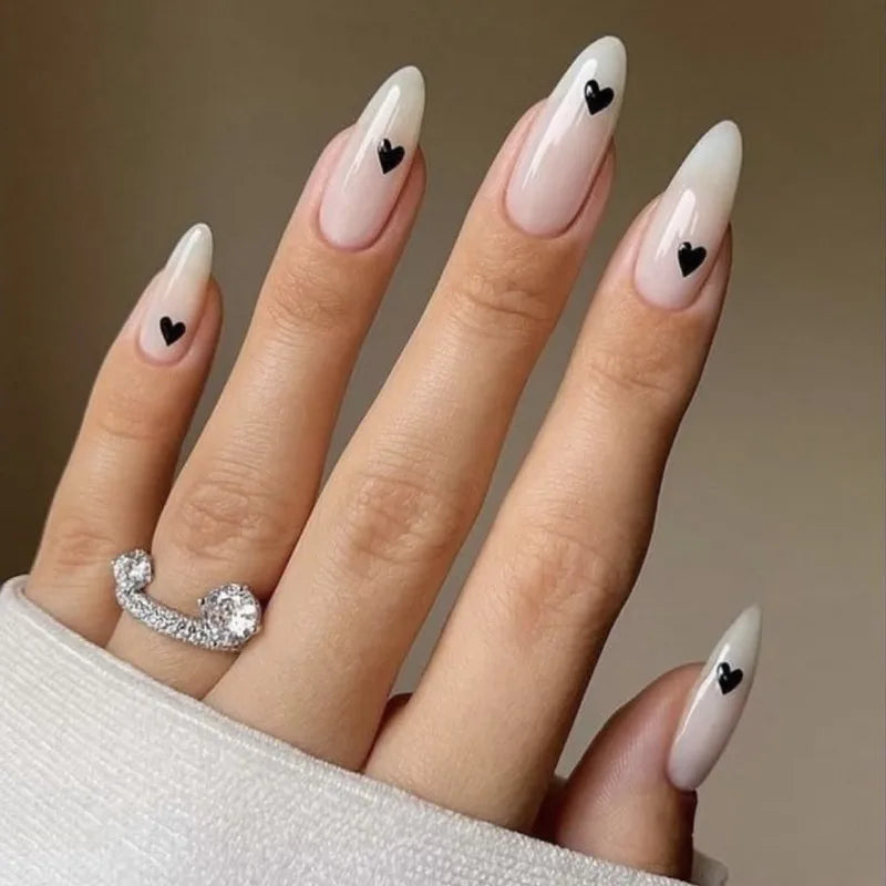 24Pcs/Set American Almond Christmas Wearing False Nails Full Coverage Press on Nails Removable Adhesive Acrylic Fake Nails Tips
