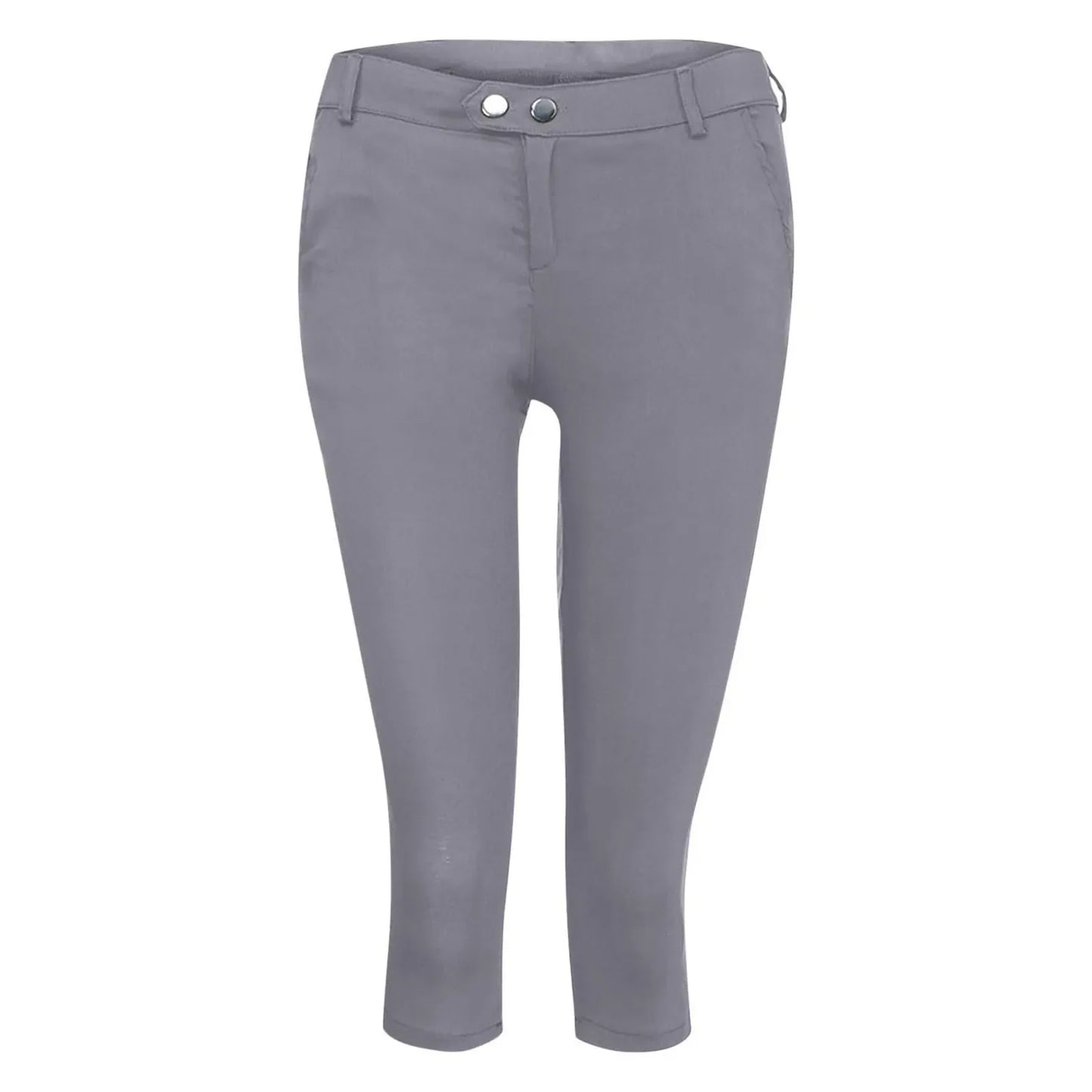 Women's Slim Fit Casual Solid Color Button Pocket Capris For Women