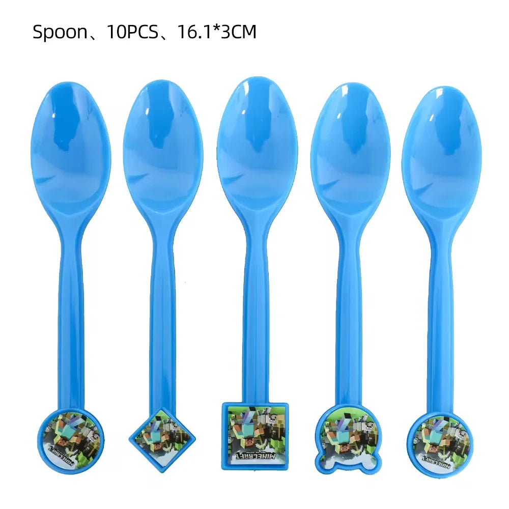 Miner Crafting Pixel Video Game Party Decor Disposable Tableware Cup Plate Tablecloth Balloon Baby Shower Kid Boy Party Supplies