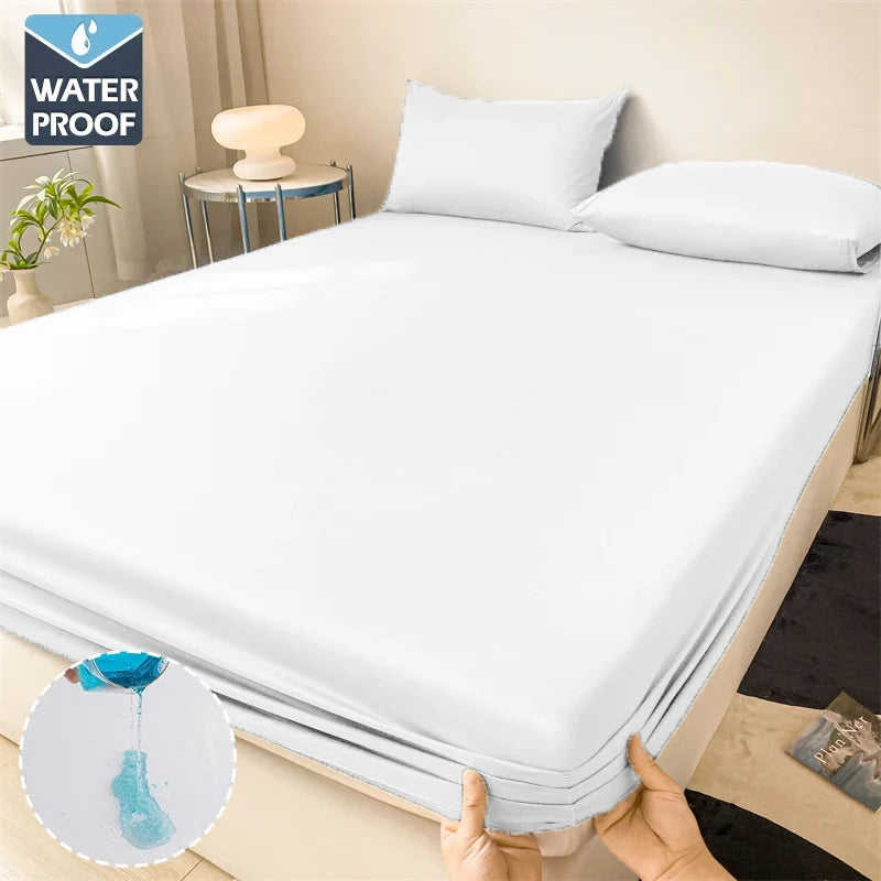 Waterproof Mattress Cover Fitted Bed Sheet With Elastic Band Anti-slip Adjustable Mattress Protector Double Fitted Sheet For Bed
