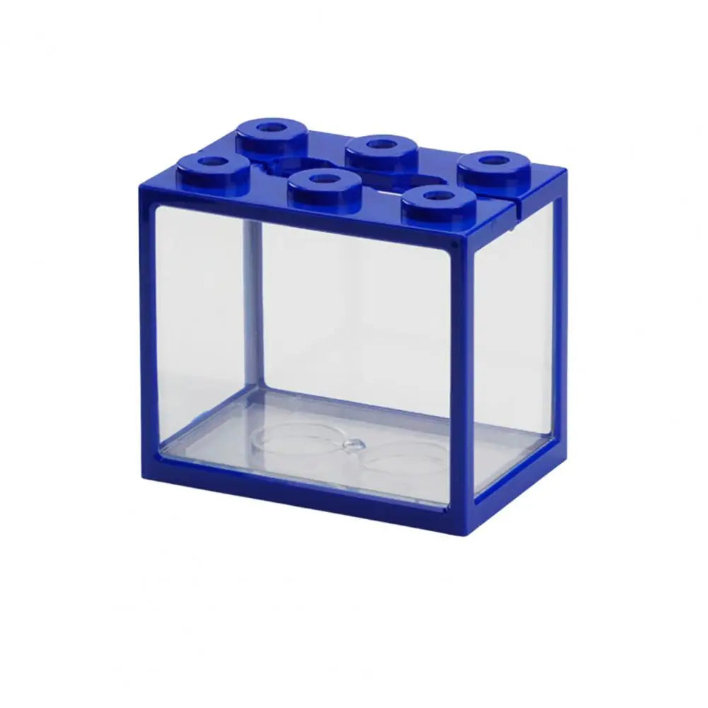 Fish Tank  Cute Building Block Design Desktop Mini Aquarium  Plastic Desktop Fish Tank Fish Pond Pet Box Пейзаж Аквариума