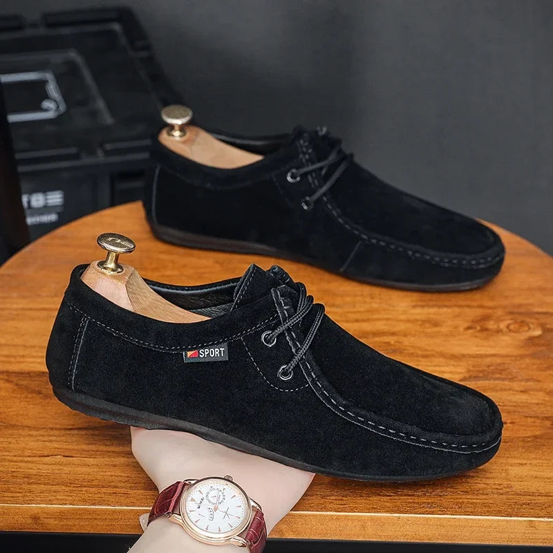 Men's Loafers, Lace Up Suede Work Shoes, 2025 New Formal Shoes, Outdoor Casual Walking Foot Covers Suitable for Lazy People