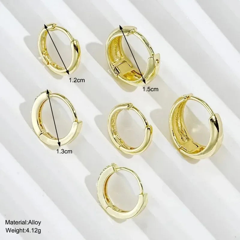 3 Pairs Stainless Steel Crystal Zirconia Hoop Earrings for Women