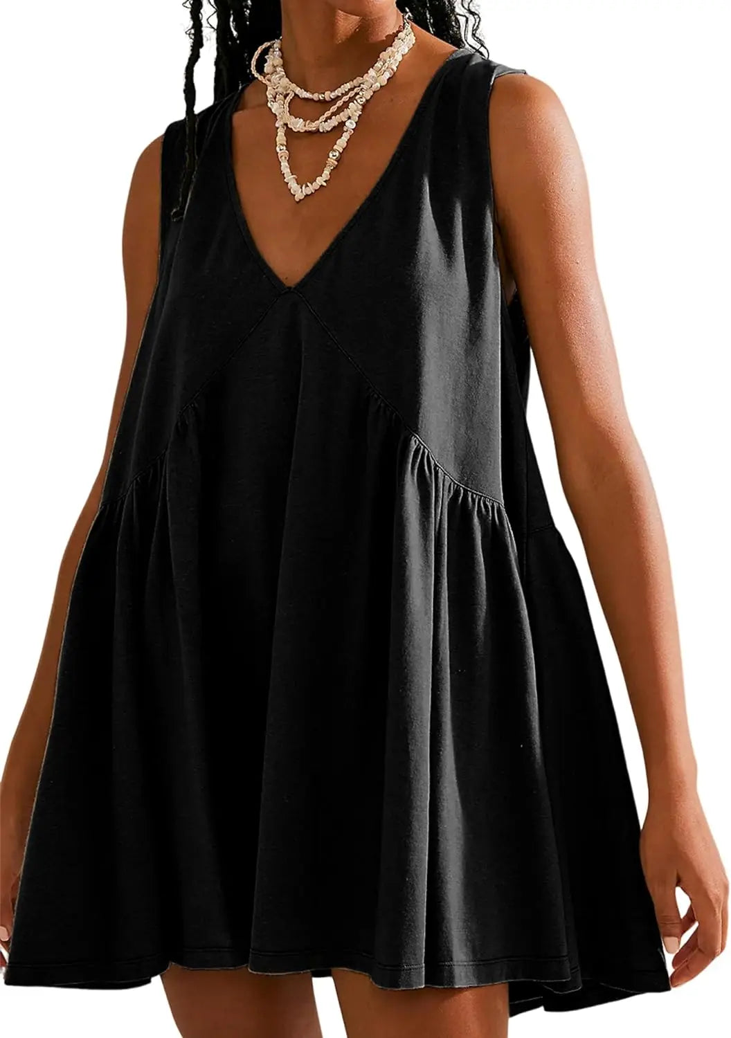 Womens Summer Sleeveless Mini Dress Casual Loose V Neck Sundress with Pockets 2025