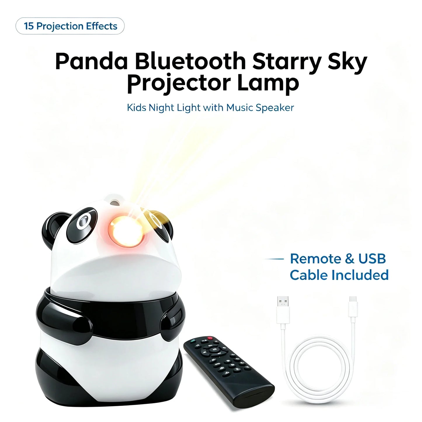 Starry Sky Panda Nebula Projector Built-in BT Speaker, 15 Color Modes Galaxy Light with Remote for Bedroom Gaming Room Party
