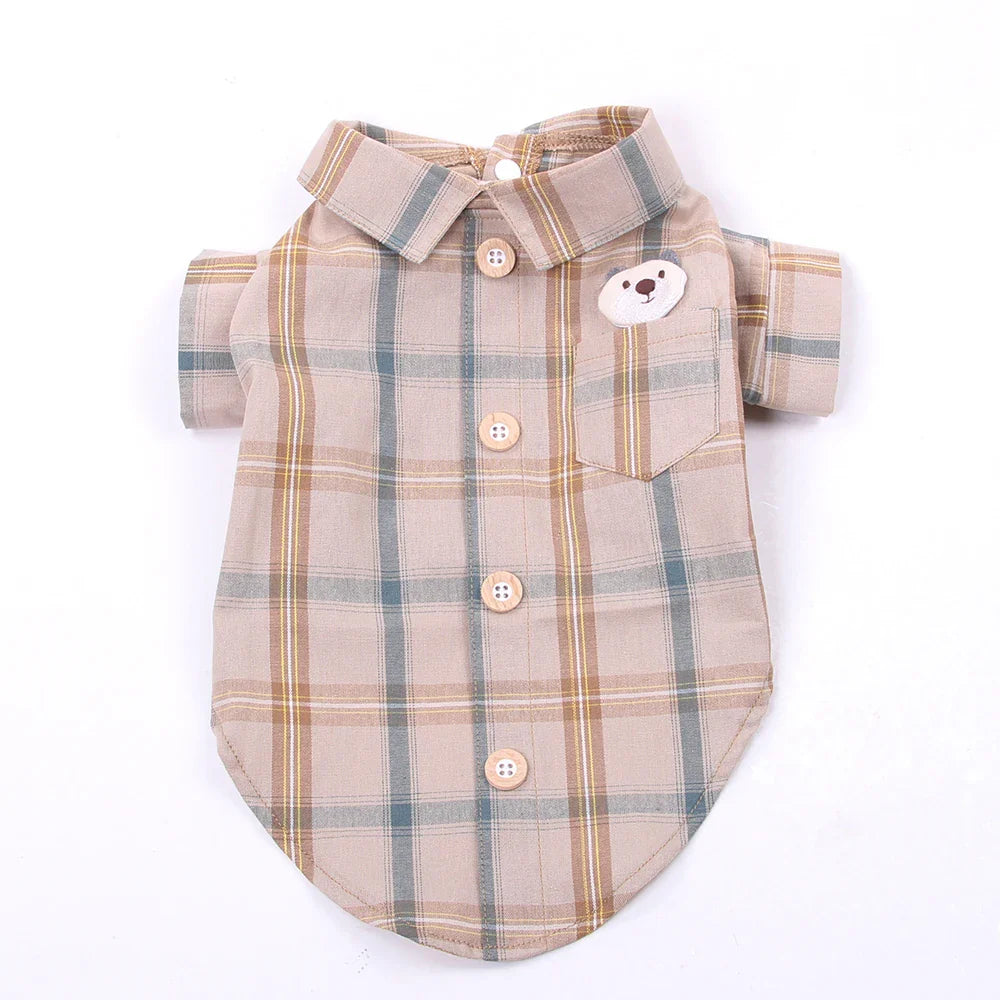 Plaid Dog Shirt Cat Shirts Pet Puppy Spring/Summer Clothing Apparel