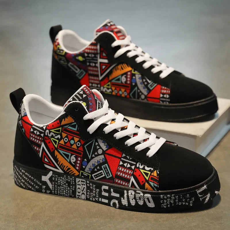Breathable sports shoes, skateboard shoes, men's heart and music graphic design, couple casual shoes