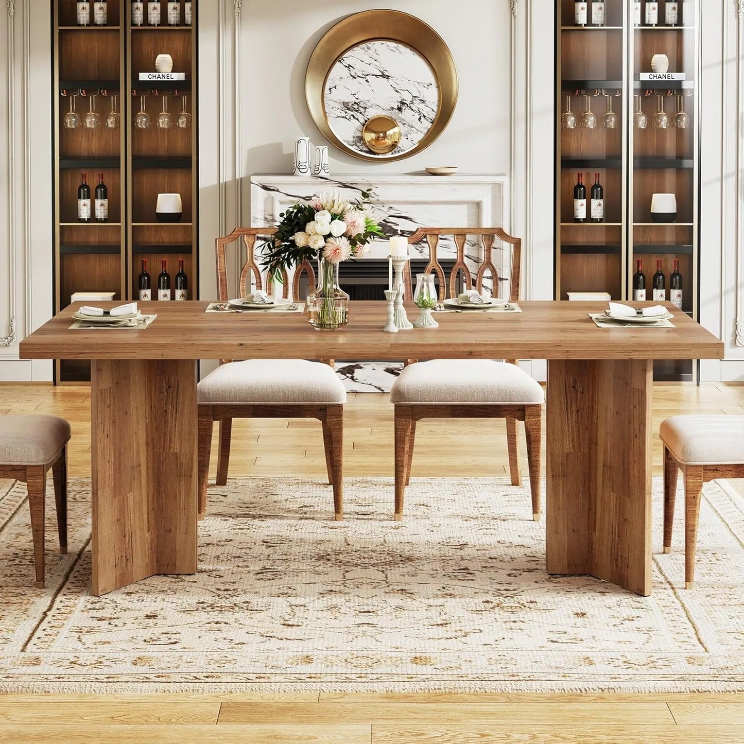63-inch Dining Table for 4-6, with Large Tabletop, for Dining Room, Living Room.