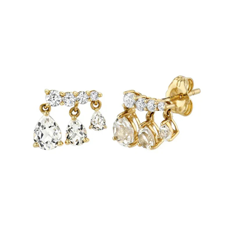 925 Sterling Silver Ear Needle Geometric Zircon Metal Earrings for women Shiny Crystal Luxury Small Stud Fashion Wedding Jewelry