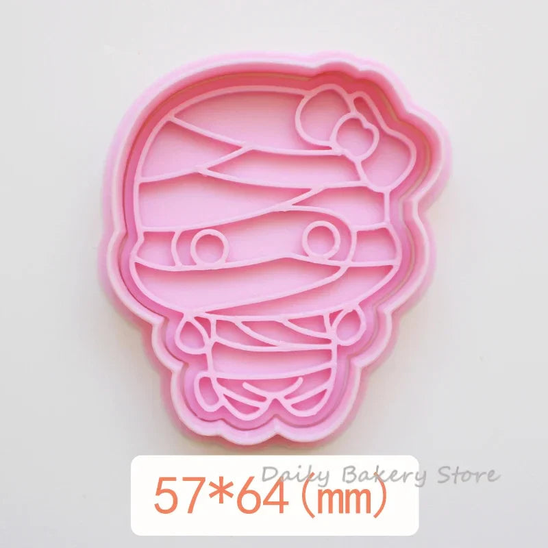 Halloween Skull Cookie Cutters PLA Cartoon Pressable Gingerbread Man Biscuit Stamp Chocolate Mold Cake Decorating Tools