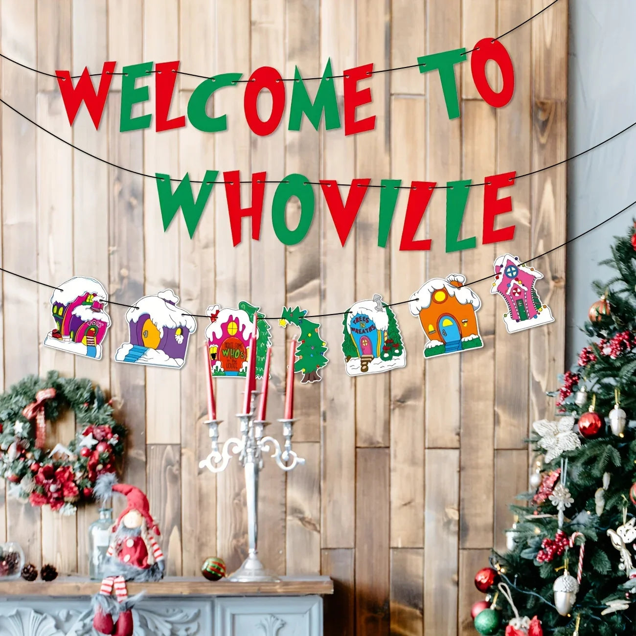 Welcome to Whoville Banner Whoville Sign Christmas Decorations Red and Green Christmas Banner Xmas Whoville Christmas Village Tr