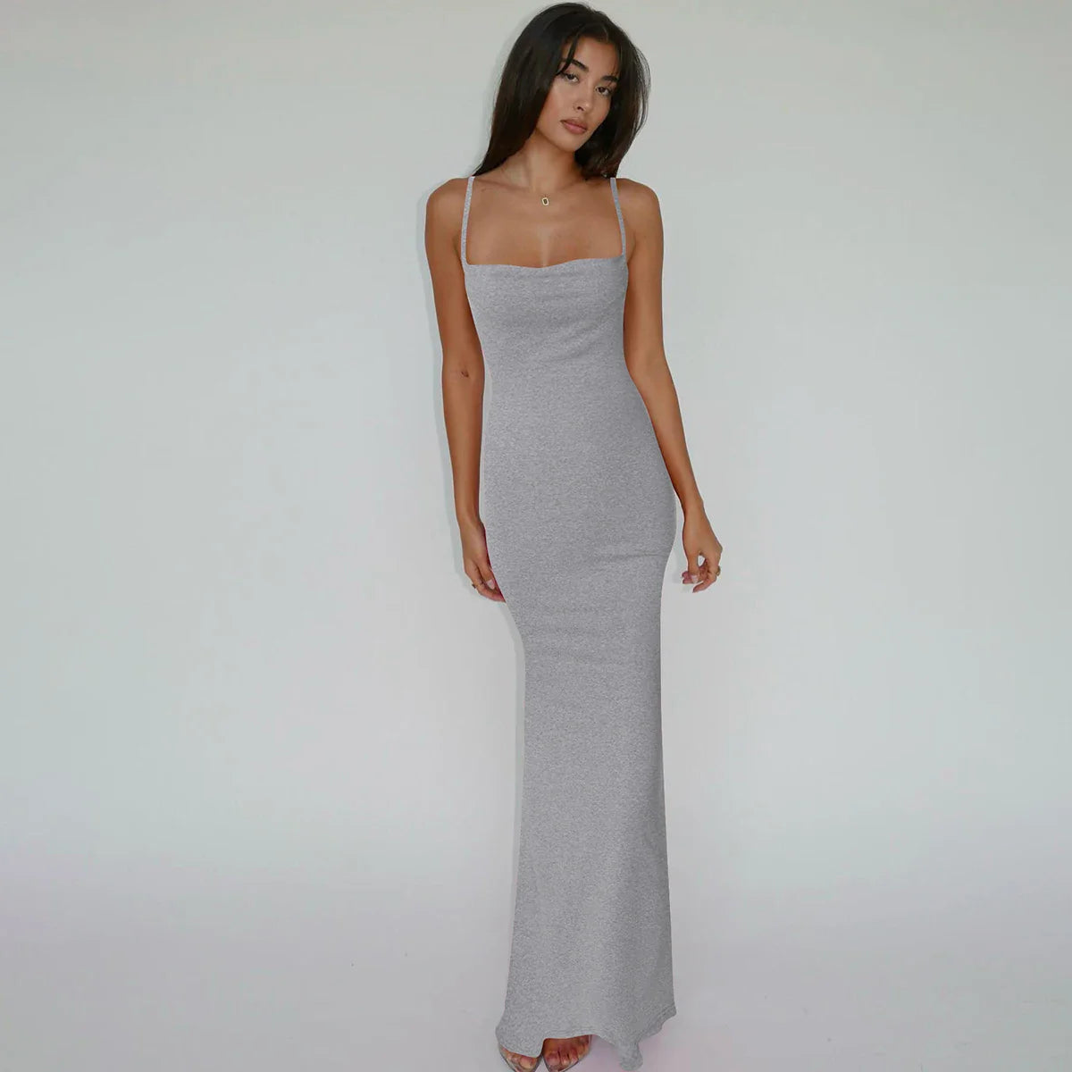 Hugcitar 2025 Spring Solid Sleeveless Backless Elegant Sexy Bodycon Y2K Maxi Prom Dress Women Clothes Birthday Party Casual Y2K