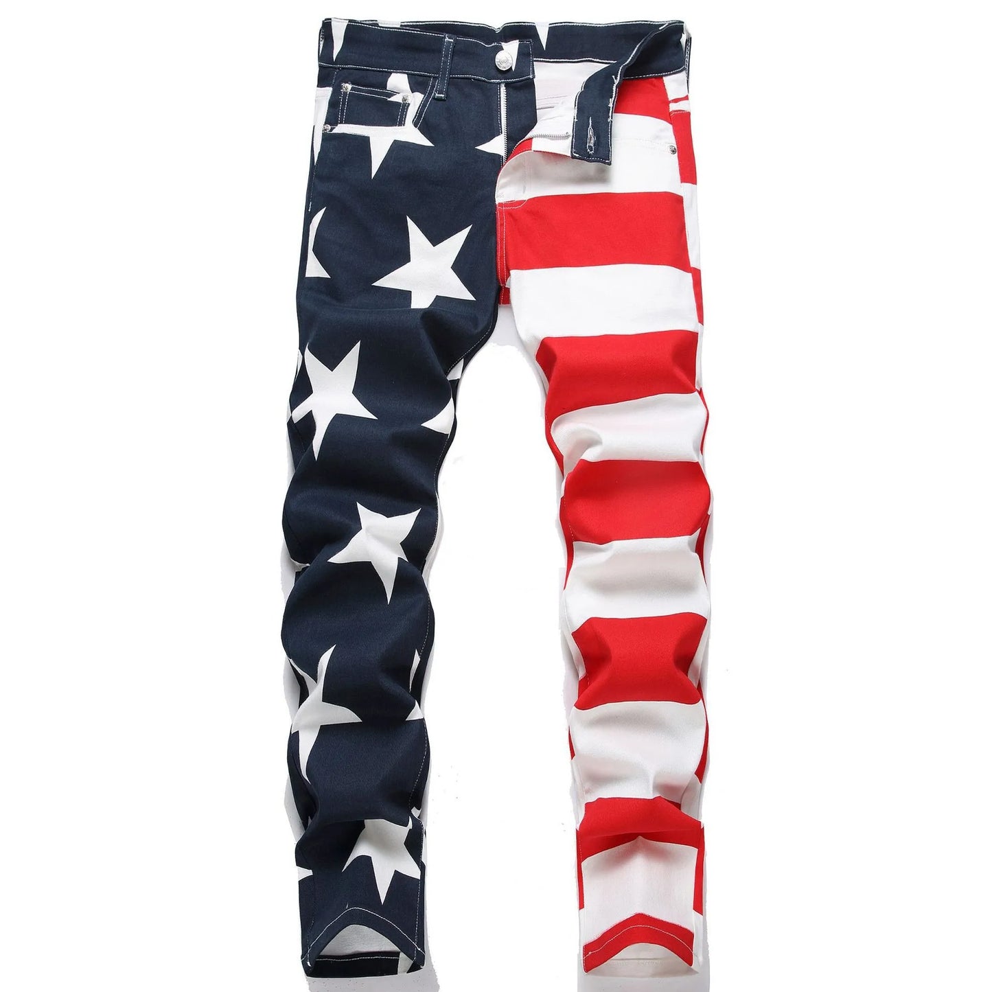 2026 New Fashion Men Clothing Stars Print Jeans Y2K Fancy Color Stretch Cotton Denim Pants Spring Trendy Slim Straight Trousers
