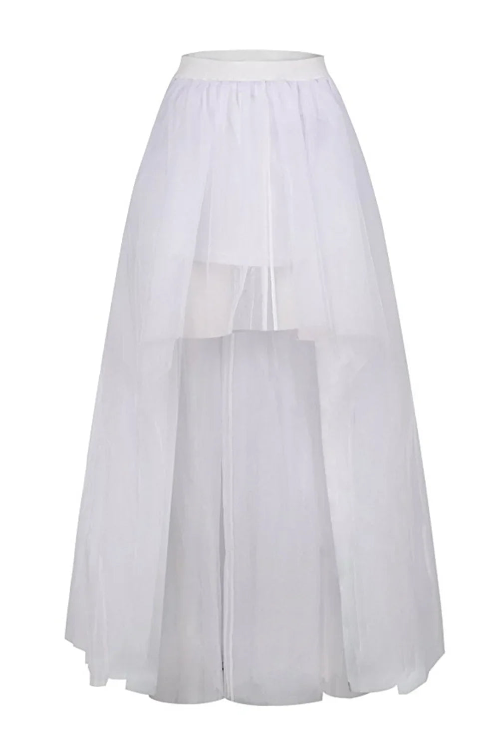 MisShow Gothic Women Hi-Lo Long Tulle Tutu Punk Skirt Elastic Waist High Low Mesh Net Halloween Cosplay Costume Maxi Skirts