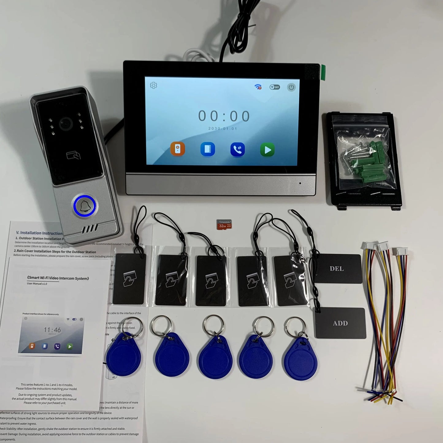 4 Wire Tuya Video Doorbell 7 inch HD Metal IR Camera Video Door Phone Two-way Audio WiFi Visual Intercom System RFID APP Unlock