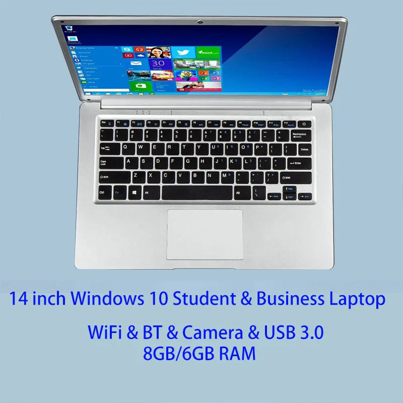 2025 14 inch Affordable Student Laptop, Budget-Friendly Notebook Windows 10 for School, Lightweight intel.