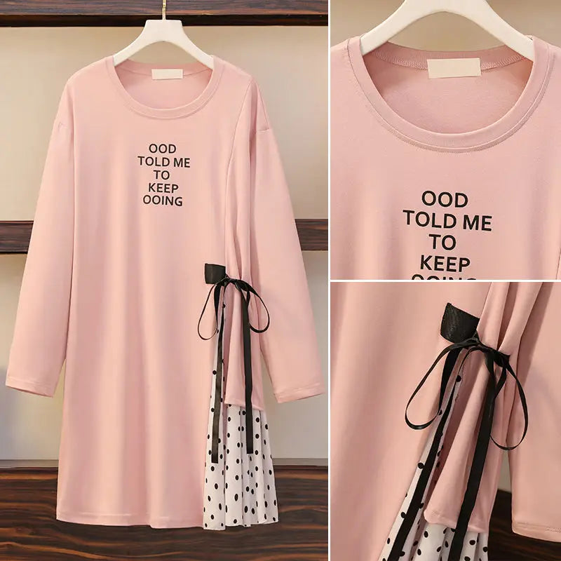Oversized women's spring, autumn and winter clothes, polka dots, long sleeved bottoms, fashionable tops and dresses