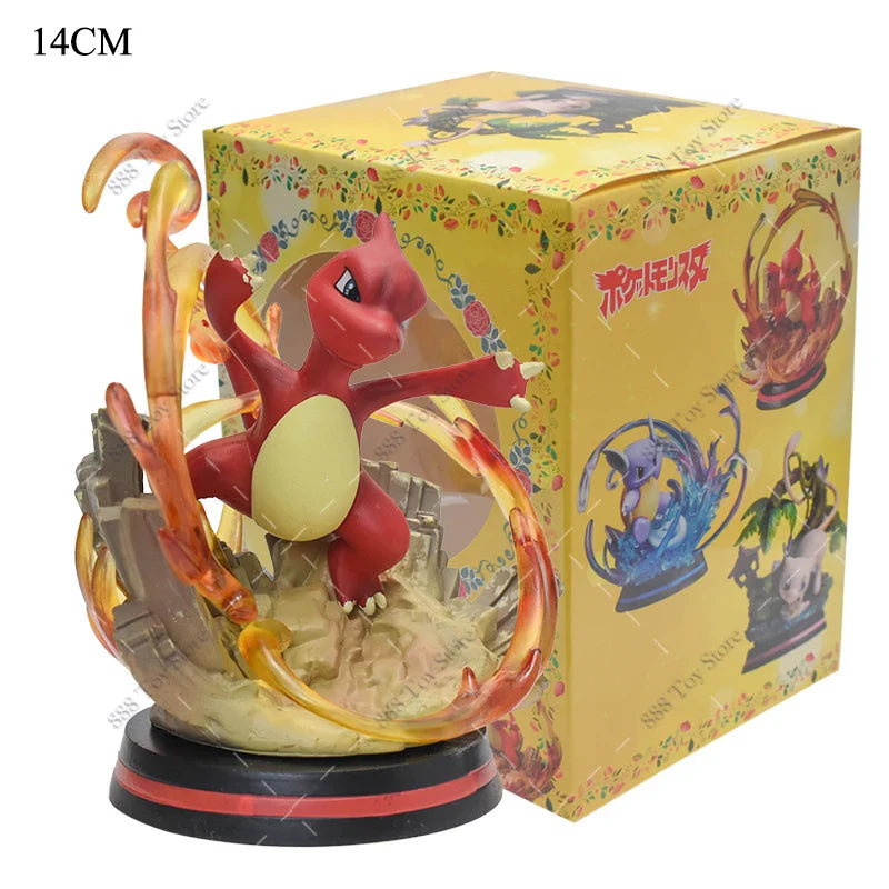 Anime Pokemon Figures Squirtle Charizard Bulbasaur Charmander Vulpix Special Effects Scene Version PVC Action Figure Model Toys