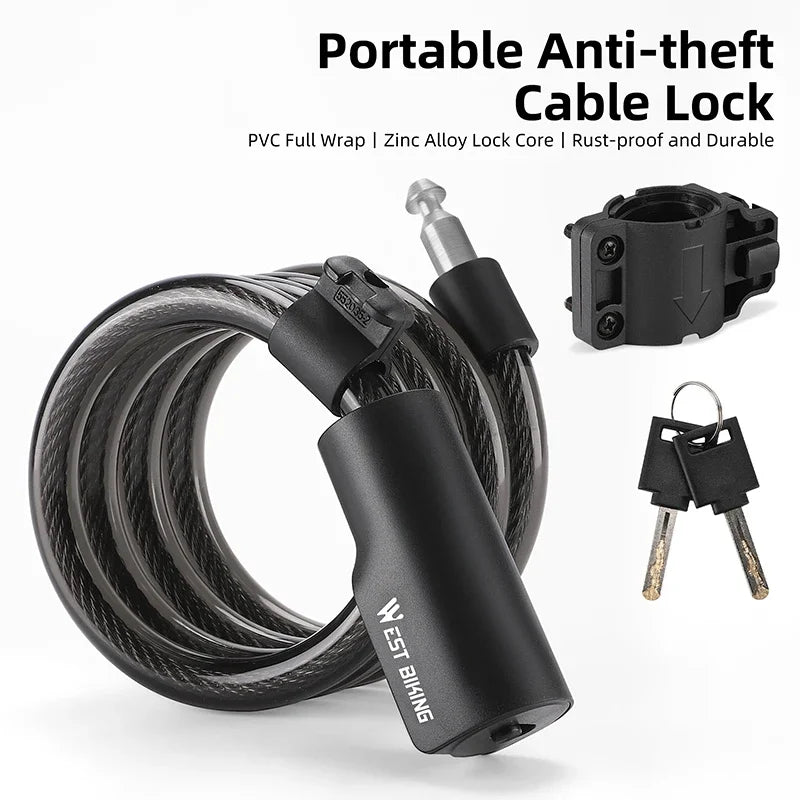 WEST BIKING Bike Foldable Lock Anti-theft Electric E-Bike Chain Padlock Motorcycle Safety Portable Locks Bicycle Accessories