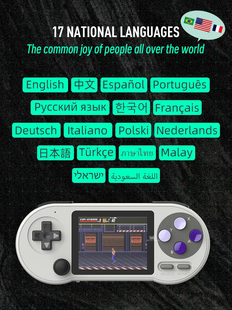 DATA FROG SF2000 Portable Handheld Game Console 3 inch Retro Game Consoles Built-in 6000 Games Classic Mini Video Games for Kids