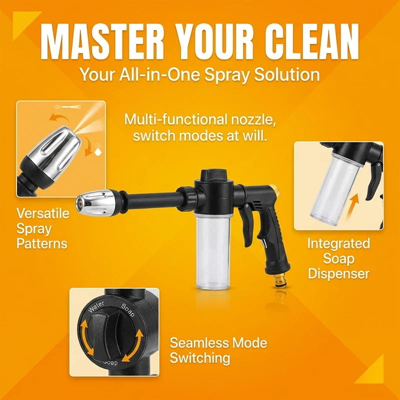 High Pressure Car Wash Foam Gun with Adjustable Nozzle, Detachable Soap Bottle, Household Water Hose Sprayer Nozzle for Car Clea