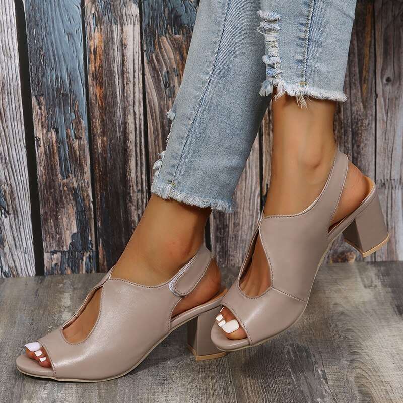 Summer New Sexy Beach Fish Mouth Sandals Fashion Hollow Thick Heels High Casual Open Toe Trend Women Shoes Plus Size 35~43