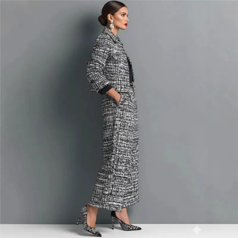Women's Elegant Short Jackets With Wide Leg Pants Two Pieces Sets Winter New Stand Neck Button Coats Casual Autumn 2026 Outfits