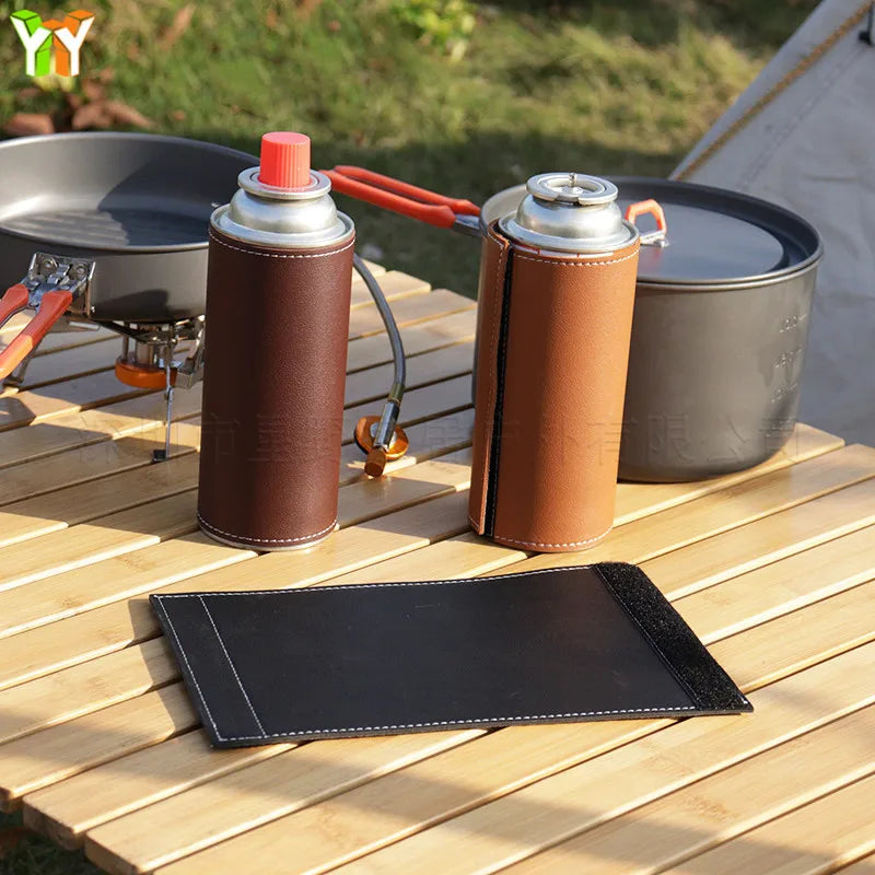 2 Outdoor Camping Camping Long Air Tank Protective Cover Insulated Cover Leather Stitched Portable Air Tank Cover