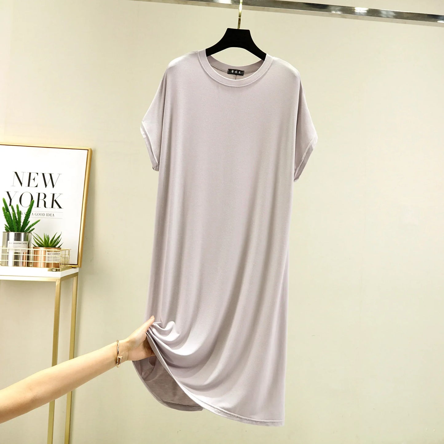 Summer Women's dress Causal Basic T shirt dresses O-Neck Short sleeves Modal A-Line sundress Simple plus size