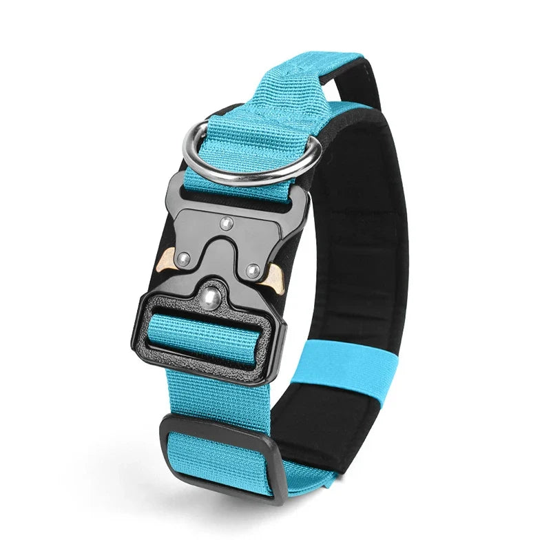 Adjustable Tactical Dog Collar with Metal Buckle Outdoor Walking Training Durable Nylon Collars for Medium Big Dogs Pet Supplies