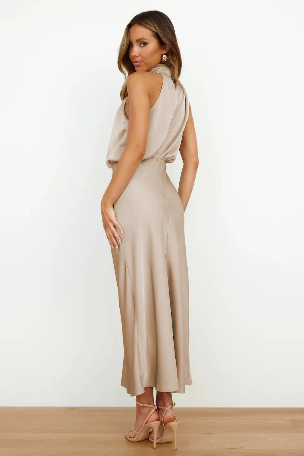Summer Luxury Sleeveless Silk Satin Long Dress Women Elegant Off Shoulder Celebrity Evening Dress Partywear Lady Trumpet Dress